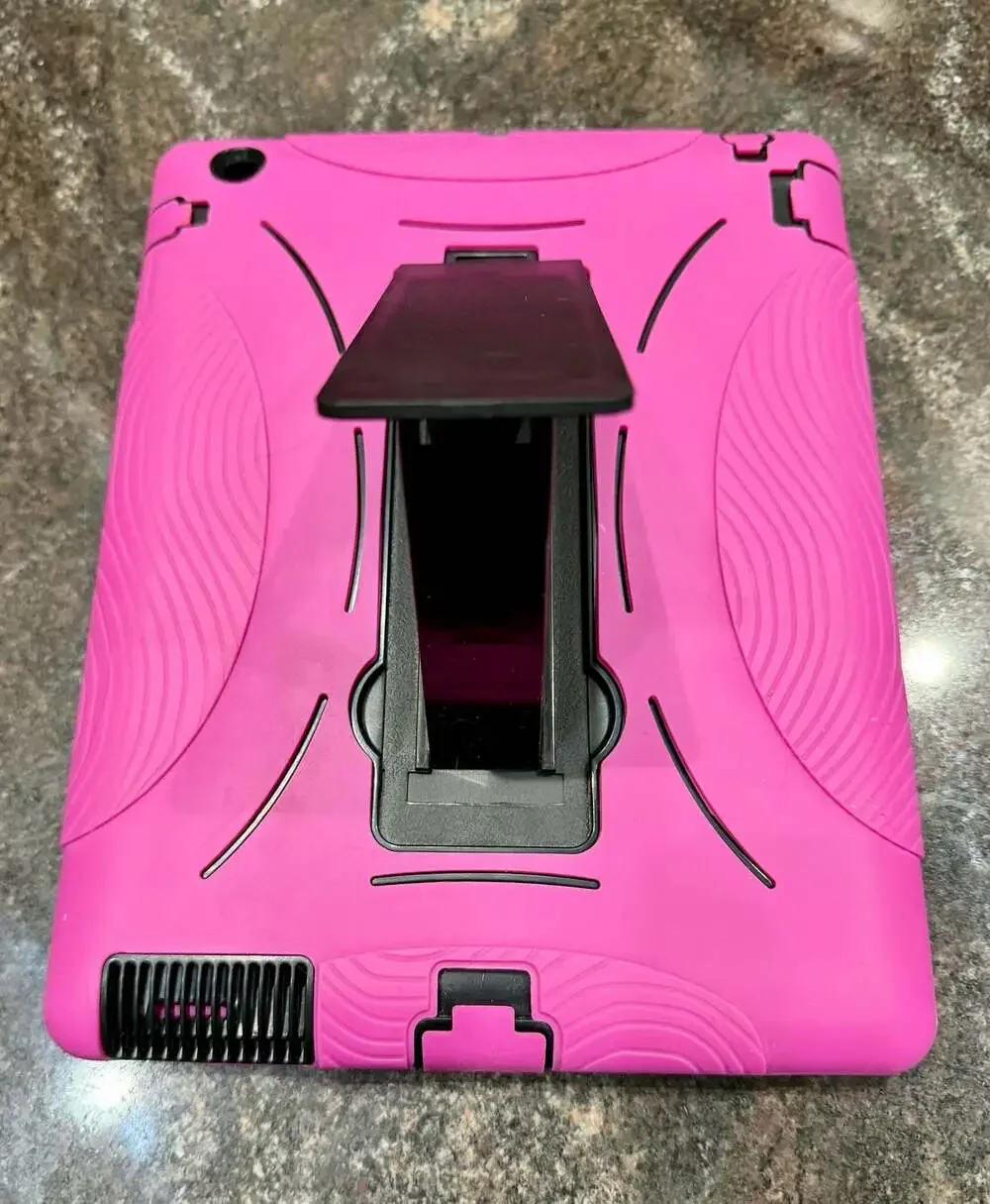 Rugged Pink Tablet Protective Case with Integrated Kickstand